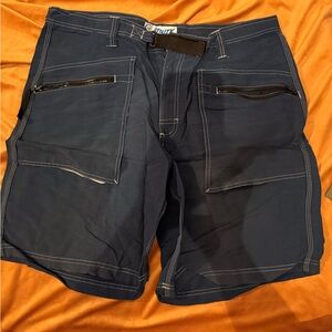 Navy Cargo Shorts with Zipper Pockets
